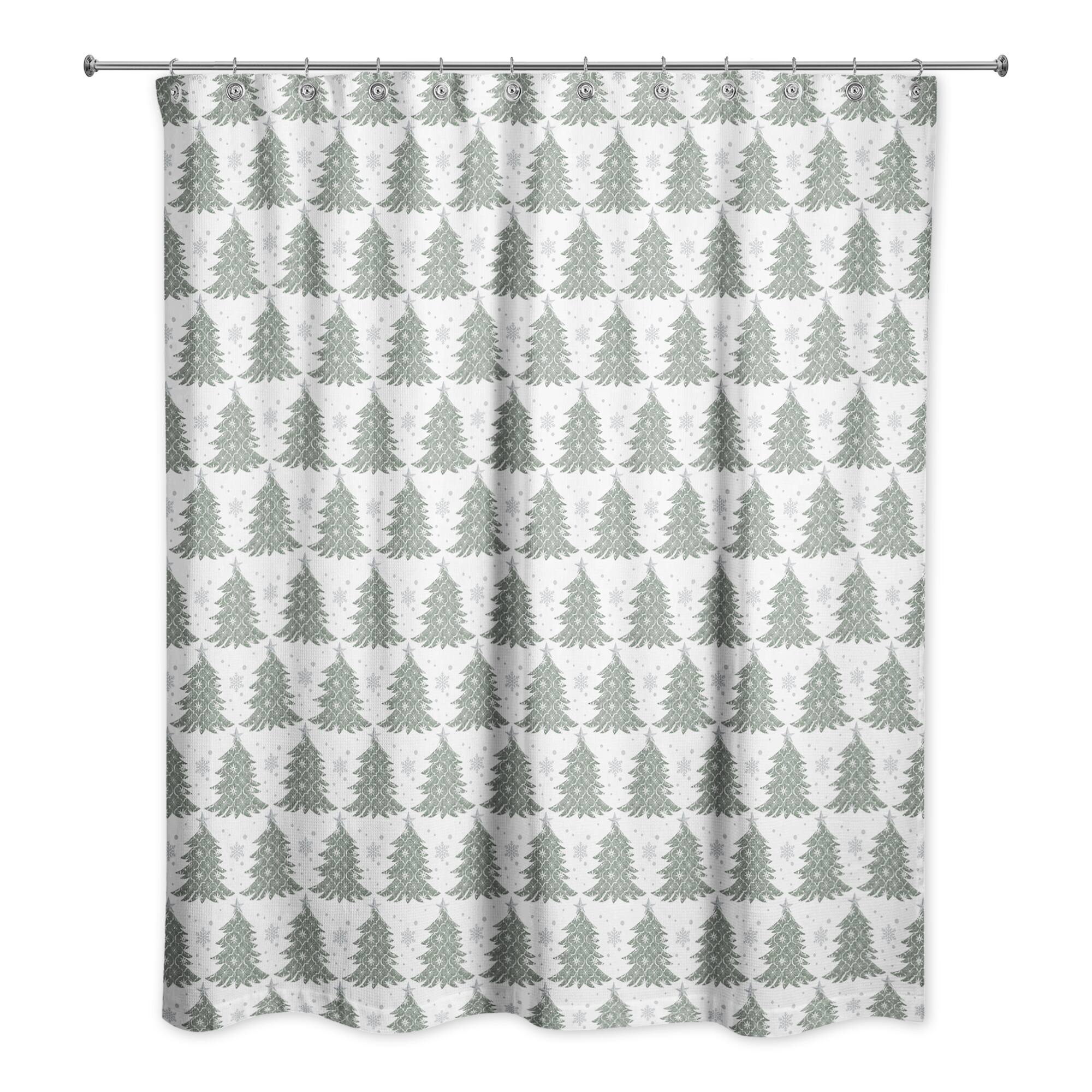 Ornate Christmas Tree Pattern 71" x 74" Shower Curtain